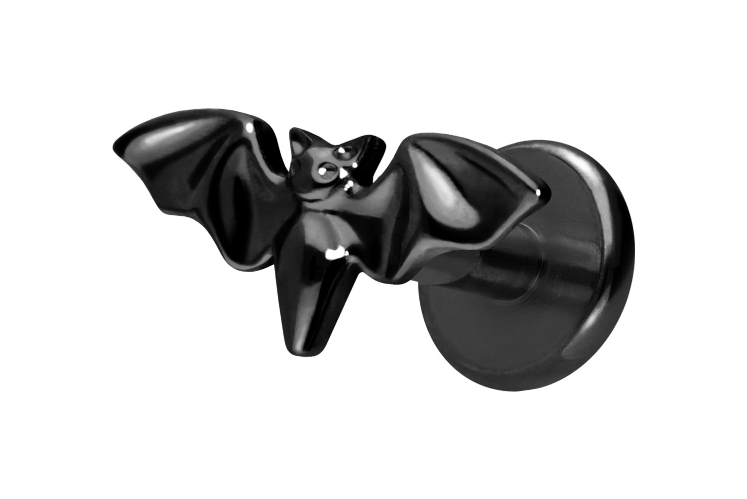 Titan Labret Piercing mit Innengewinde FLEDERMAUS